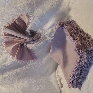 12 - Light Mauve Linen Fringed Cloth Napkins